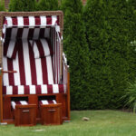 roofed wicker beach chair